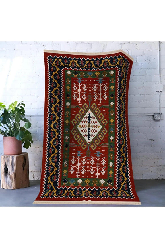 Dywan Vintage w Czerwieni z Etnicznym Tradycyjnym 120x180 cm