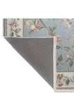 Dywan Błękitny Vintage w Kwiaty Unikat 120x180 cm Kremowa Ramka