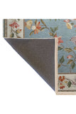 Dywan Błękitny Vintage w Kwiaty Unikat 120x180 cm Kremowa Ramka