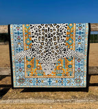 Dywan Vintage w Panterę Śnieżną Błękitny Unikat 120x180 cm Safari