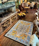 Dywan Vintage w Panterę Śnieżną Błękitny Unikat 120x180 cm Safari