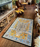 Dywan Vintage w Panterę Śnieżną Błękitny Unikat 120x180 cm Safari