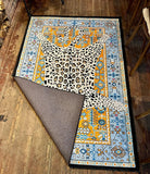 Dywan Vintage w Panterę Śnieżną Błękitny Unikat 120x180 cm Safari