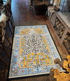 Dywan Vintage w Panterę Śnieżną Błękitny Unikat 120x180 cm Safari