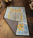 Dywan Vintage w Panterę Śnieżną Błękitny Unikat 120x180 cm Safari