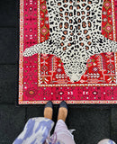 Dywan Czerwony Vintage w Panterę Leopard Unikat 120x180 cm Safari