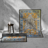 Dywan Vintage w Panterę Śnieżną Błękitny Unikat 120x180 cm Safari