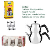 Zestaw do tureckiej herbaty – czajnik stalowy, herbata turecka, szklanki i łyżeczki