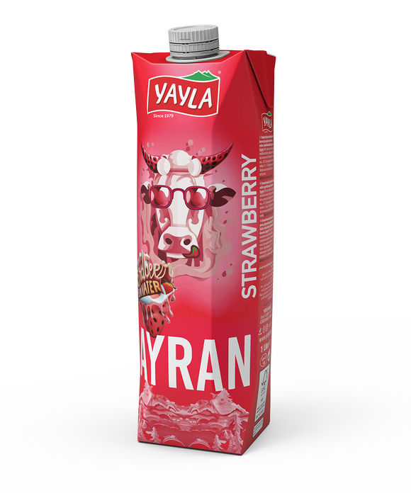 Ayran truskawkowy – turecki napój jogurtowy o smaku truskawki 1 L