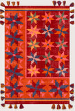 Dywan Kilim Etno Czerwono-Pomarańczowy z Chwostami Unikat 120x180 cm