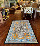 Dywan Vintage w Panterę Śnieżną Błękitny Unikat 120x180 cm Safari