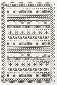 Dywan bawełniany 120x180 cm – biały z czarnym wzorem