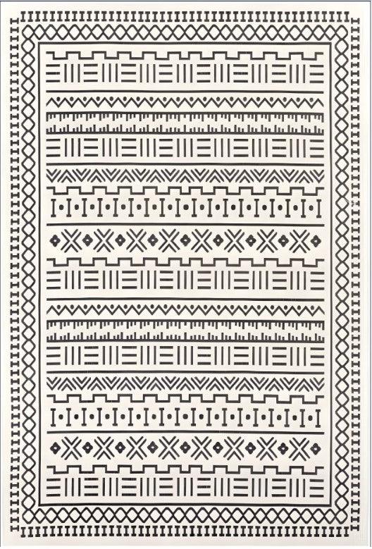 Dywan bawełniany 120x180 cm – biały z czarnym wzorem