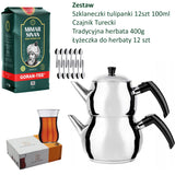 Zestaw do tureckiej herbaty – czajnik stalowy indukcja,mimar sinan, szklanki i łyżeczki