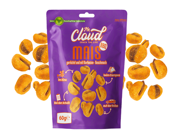 Mr. Cloud Prażony Kukurydziany Snack BBQ 60g – Chrupiący