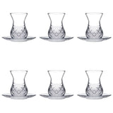 Pasabahce Timeless Turkish Tea Glass &amp; Saucer Set - 12 pieces, 170ml
