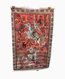 Dywan Dekoracyjny Vintage w Odcieniach Czerwieni z Wzorem Rycerza na Koniu 120x180 cm