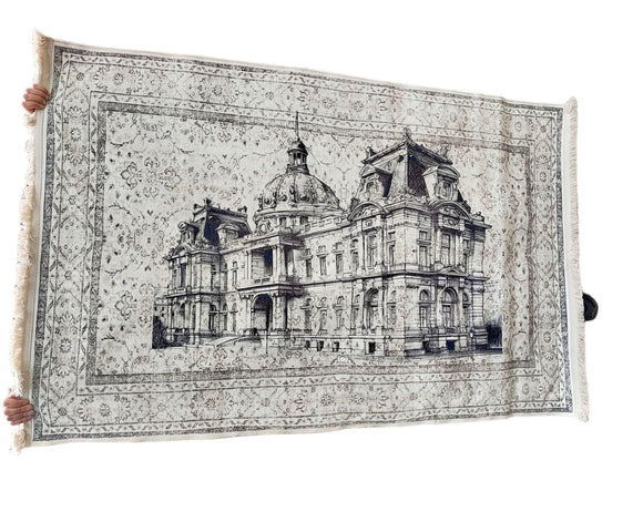 Dywan Vintage Beżowy z Miejskim Wzorem 120x180 cm