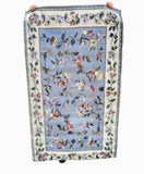 Dywan Błękitny Vintage w Kwiaty Unikat 120x180 cm Kremowa Ramka