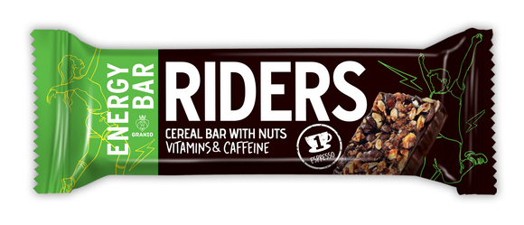 Riders Baton Zbożowy Orzechy Kofeina Witaminy Shot Espresso 40g