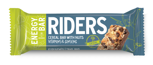 Riders Baton Zbożowy Orzechy Żeń-szeń Witaminy 40g