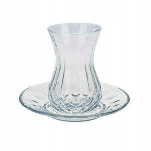 Zestaw szklanek tulipanek 165ml z podstawkami 6+6 do tureckiej herbaty