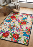 Dywan Folkowy w Kolorowe Kwiaty Patchwork Unikat 120x180 cm Nowoczesny