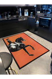 Dywan z Koniem 120x180 - Elegancka Kobieta na Koniu - Pomarańcz