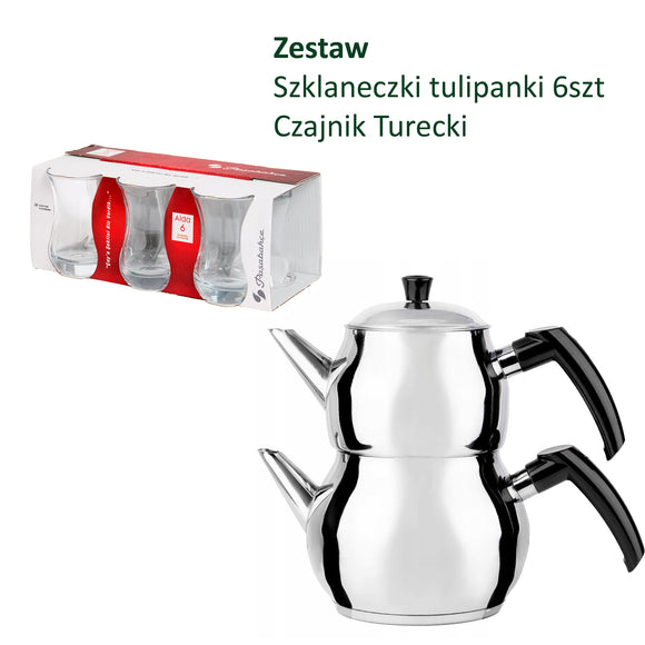 Zestaw do herbaty po turecku Czajnik i Szklanki