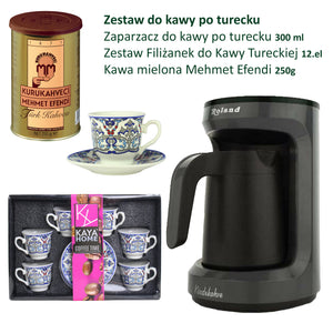 Zestaw do Kawy Tureckiej: Elektryczny Zaparzacz, Filiżanki Orientalne, Kawa