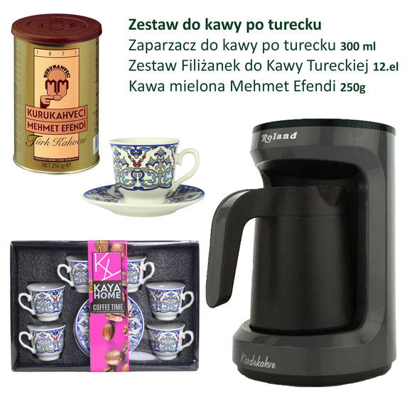 Zestaw do Kawy Tureckiej: Elektryczny Zaparzacz, Filiżanki Orientalne, Kawa